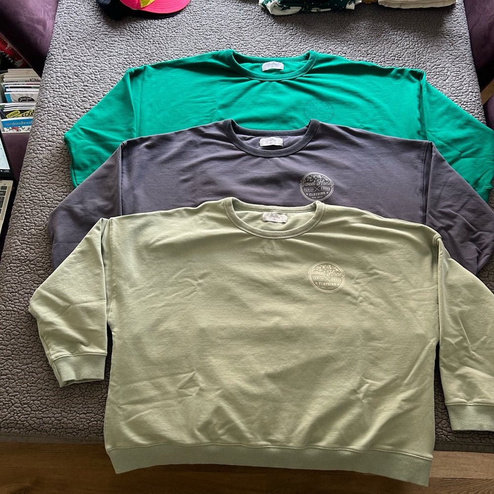Classic Crewneck Sweater - Green, Gray, and Tan